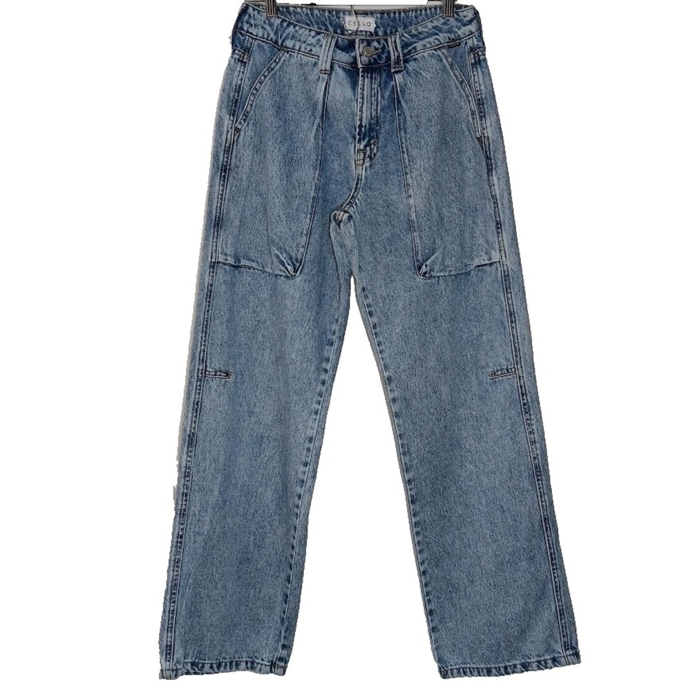 Cello Jeans Pants Womens 1 High Rise Straight Leg Patch Pocket Denim Vintage Sty